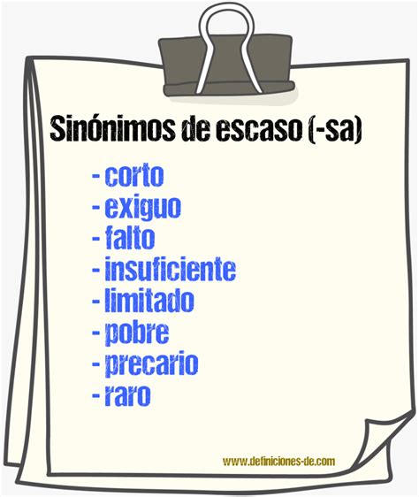 sinonimo escasa|Sinónimos de Escaso .